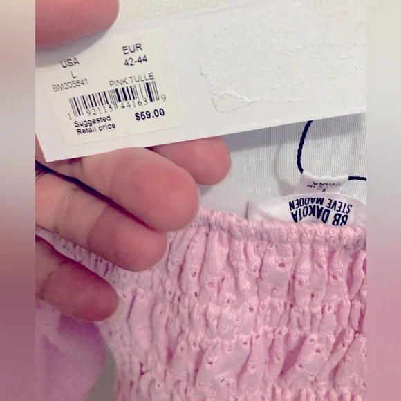 BB Dakota Steve Madden Pink Tulle Blouse size L - Picture 3 of 6